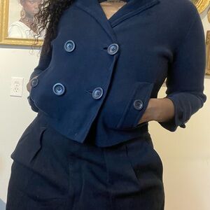 Women's Navy Double-Breasted Jacket